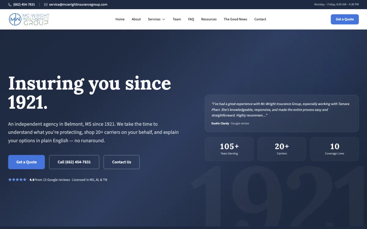 McWright Insurance Group homepage